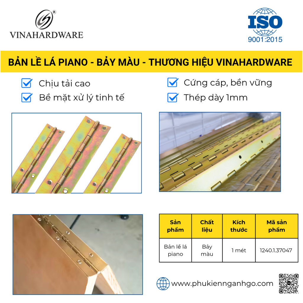 Bản lề piano xi mạ kẽm bảy màu 1240.1.37047