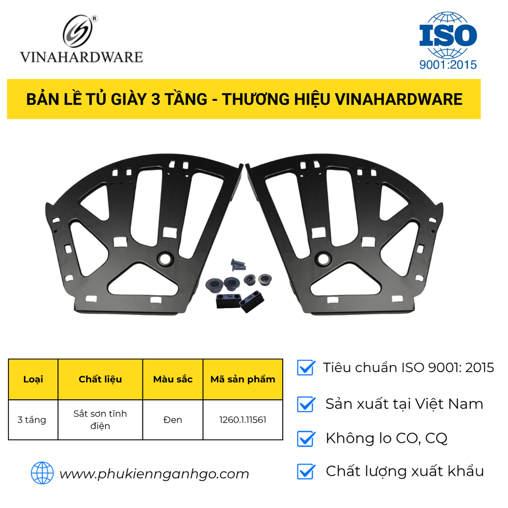 Bản lề tủ giày 2 tầng Vinahardware - Mã 1260.1.09246