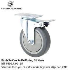 Bánh Xe Cao Su Đế Vuông Có Khóa - Mã 1400.4.00125