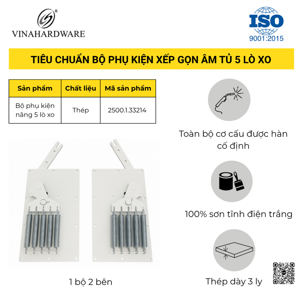 Tay Nâng Mặt Bàn Âm Tủ 5 Lò Xo – Vinahardware 2500.1.33214