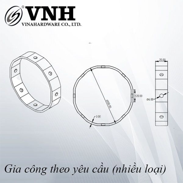 Vòng bát giác, sơn đen cát-VNH1003B