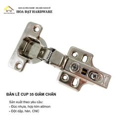 Bản lề cup 35 giảm chấn, đế cố định, inox 304 Hammered - H0022A