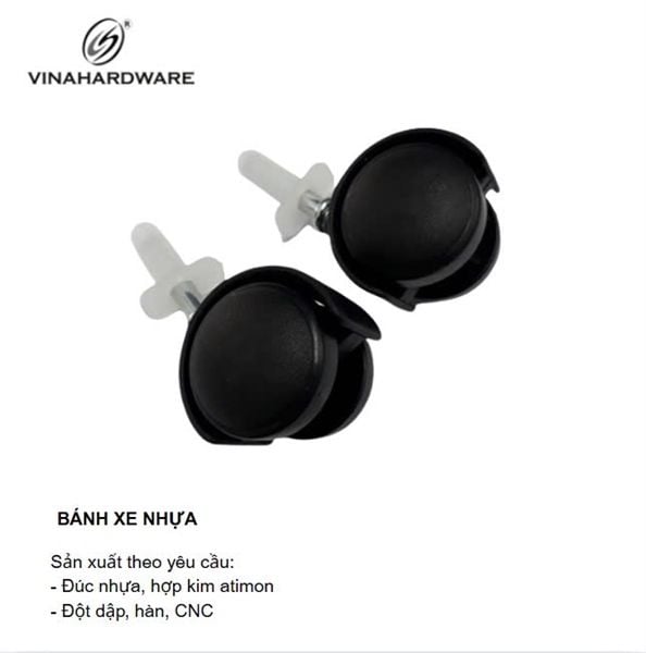 Bánh xe nhựa, loại tyren trơn, có khóa, màu đen Vinahardware - CT8238CK