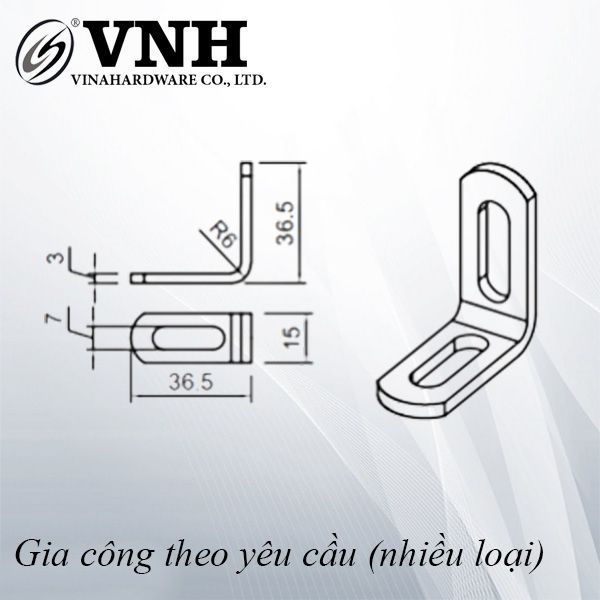 Pat (bas) ke sắt 36.5x36.5x15x3mm, xi đen - VNH365365