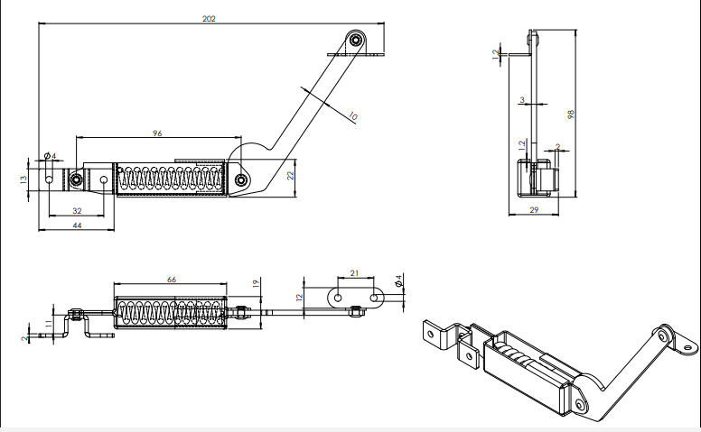 Tay nâng cửa tủ đứng, bảy màu VNH LD251L200