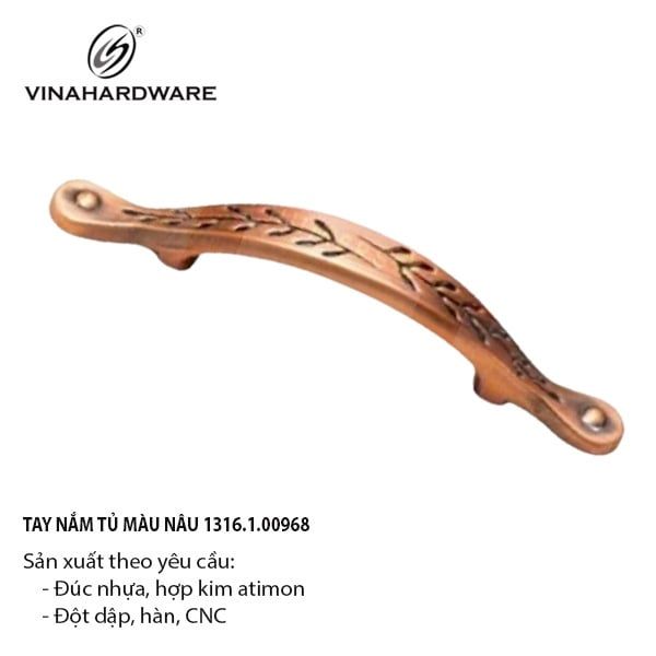 Tay nắm tủ cổ điển màu nâu Vinahardware - HD05011N96