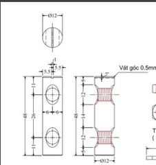 Tán ngang M8x12, 2 lỗ, dài 48mm, bảy màu CRS812D48-CRS812D48