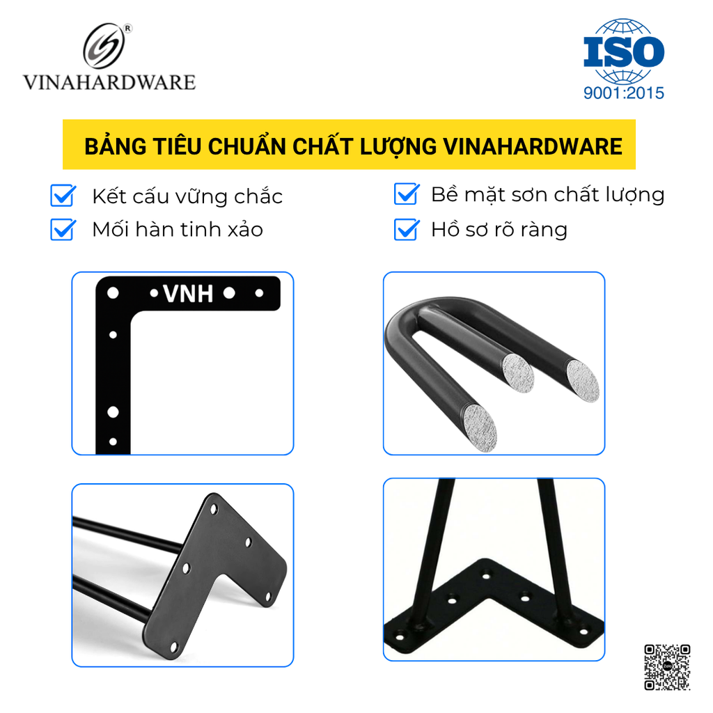 Chân bàn ghế sắt 3 nan - Chân hairpin – Mã 2103.1.08606  | Vinahardware
