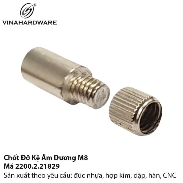 Chốt Kệ M8 Âm Dương Xi Mạ Nikel – Liên Kết Đợt Gỗ │ Mã 2200.2.21829