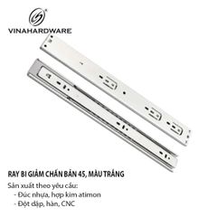 Ray bi 3 tầng giảm chấn, bản 45, màu trắng Vinahardware ngăn hộc kéo