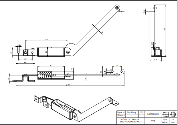 Tay nâng giả cổ đứng phải - LD938DR150