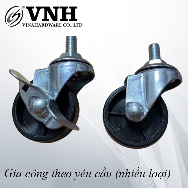 Bánh xe nhựa tyren, có khóa, màu đen Vinahardware - CT08B40CK