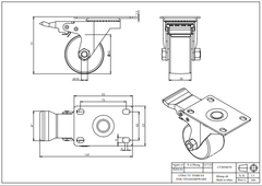Bánh xe tủ nhựa cao cấp phi 65mm, có khóa, tổng cao 96mm VNH - CT2065CK