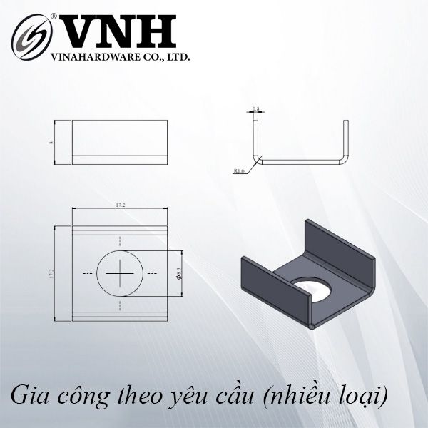 Pat (bas) sắt vuông hai cạnh, hàng phôi - VNH172808
