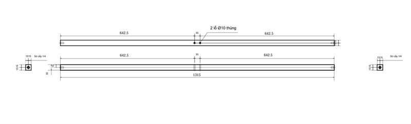 Thanh sắt, sơn đen mờ Vinahardware - VNH203550B