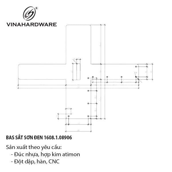 Pat (bas) sắt sơn đen mờ Vinahardware - VNH5444655B