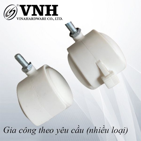 Bánh xe nhựa, loại tyren, có khóa, màu trắng đục Vinahardware - CT50817CK1