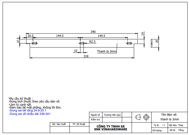 Thanh la dày 3mm, hàng phôi - TL1200R20D3