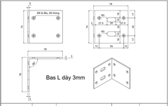 Pat (bas) sắt L cong, sơn đen mờ - VNH40403B -HDBF720