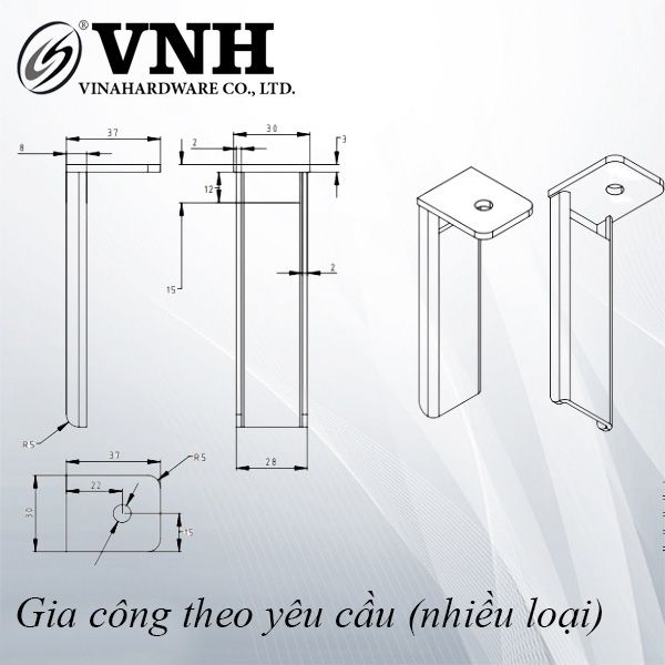 Pat (bas) sắt L, sơn đen cát - VNH100372