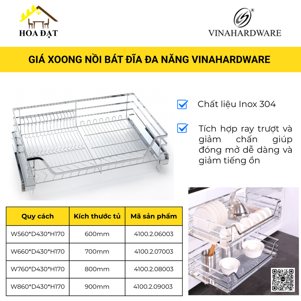 Giá Xoong Nồi Bát Dĩa Inox - Mã 4100.2.06003