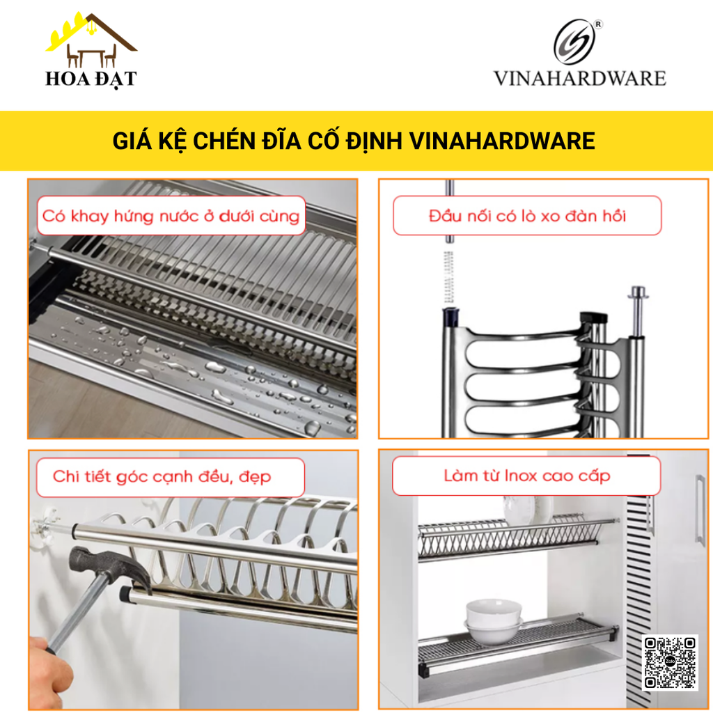 Kệ Chén Dĩa Cố Định Inox – Mã 4100.2.60002