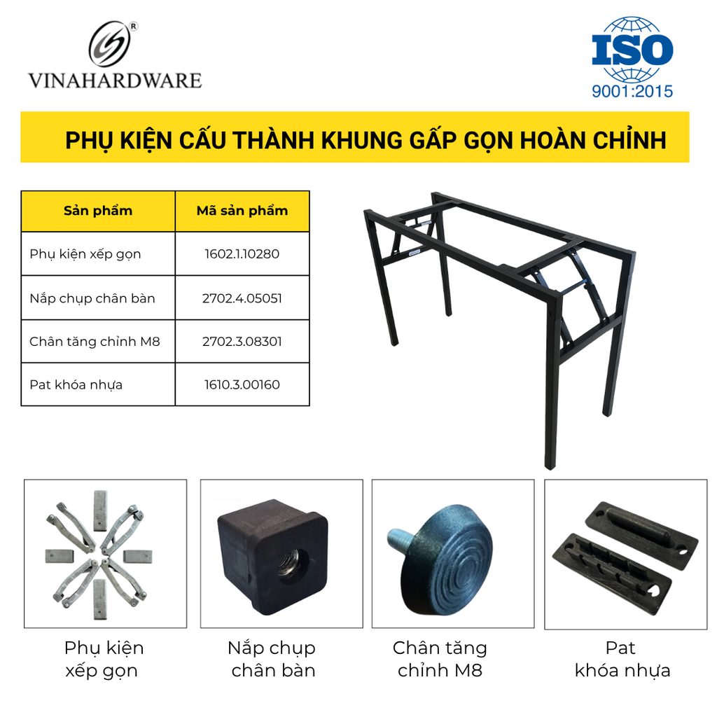Khung bàn gấp xếp gọn tiện dụng Vinahardware – Mã 2300.1.11026