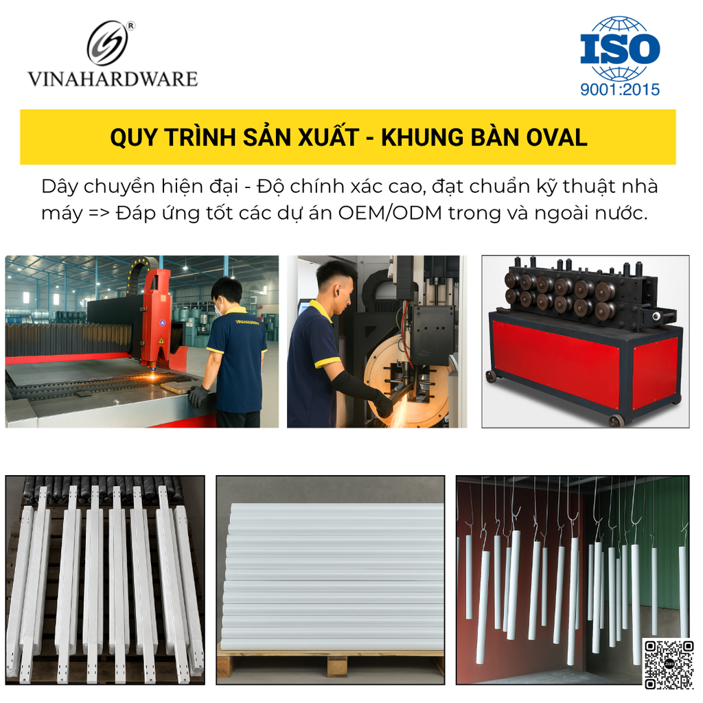 Khung Bàn Thép Sơn Tĩnh Điện Oval Lắp Ráp - Màu Đen – Vinahardware 2300.1.11846
