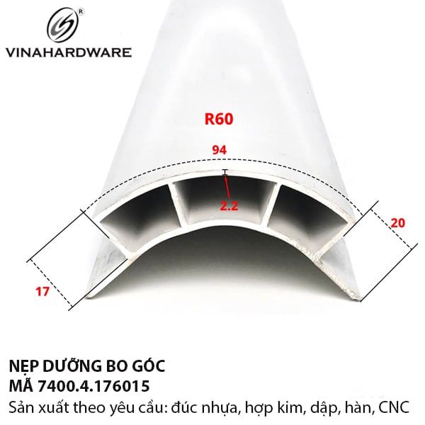 Nẹp Dưỡng Nhựa Bo Góc – Mã 7400.4.171815