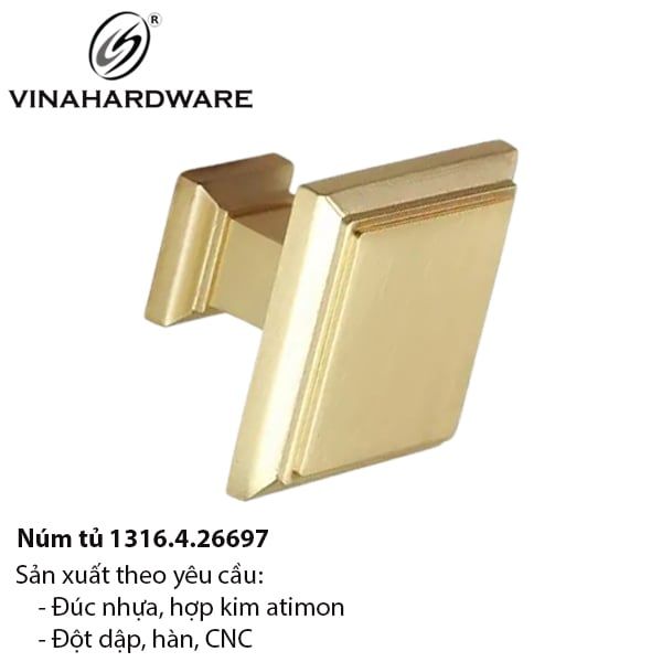 Núm tay nắm tủ vuông – Mã 1316.4.26697 | Hợp kim kẽm đúc áp lực cao
