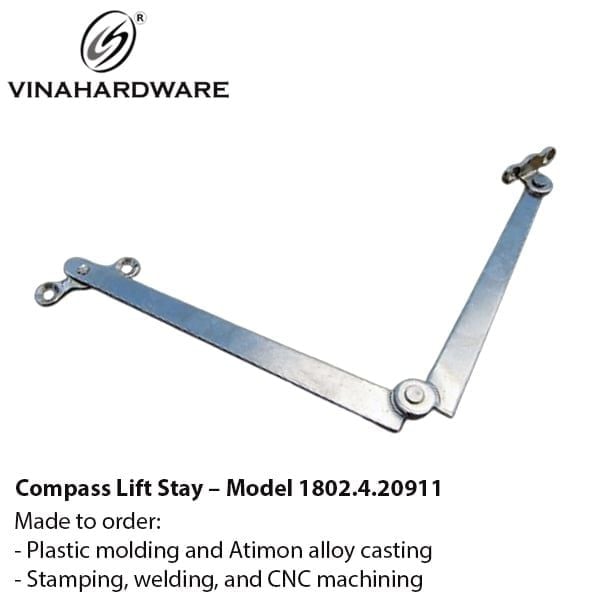 Tay Nâng Cánh Tủ Kiểu Compass Inox – Mã 1802.4.20911