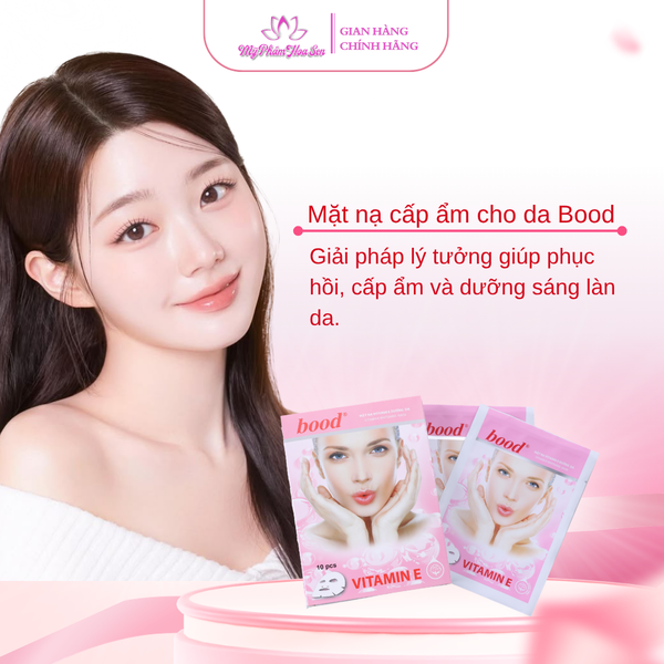 Mặt nạ Vitamin E Dưỡng trắng, Cấp ẩm, Ngừa lão hóa da Bood - 10 miếng