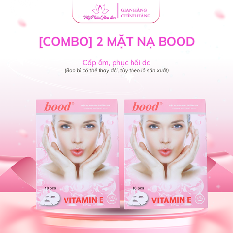 Combo 2 Mặt nạ Vitamin E Dưỡng trắng, Cấp ẩm, Ngừa lão hóa da Bood - 10 miếng
