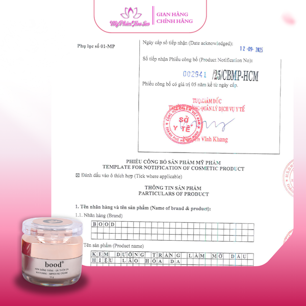[BOOD - DÒNG VIP] Kem Dưỡng trắng, Tái tạo da