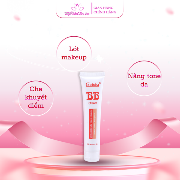 [GEISHA] BB Cream Chuyên dụng Makeup, Cấp ẩm, Nâng tông tự nhiên