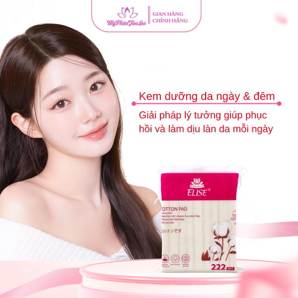 Bông tẩy trang đa năng Elise - 222 miếng/túi