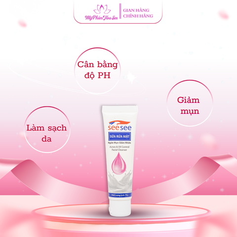 [SEESEE] Sữa rửa mặt Kiềm dầu, Ngừa mụn, Làm sạch sâu ổ viêm