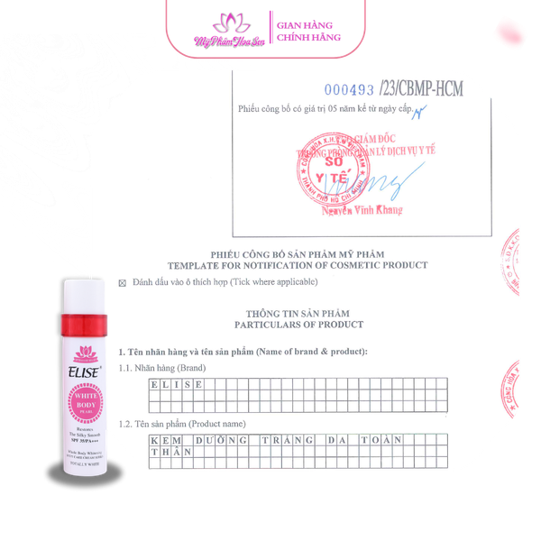 [ELISE] Kem Dưỡng trắng da, Cấp ẩm toàn thân - Ngọc trai