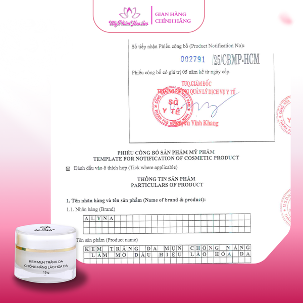 Kem dưỡng Alyna – dưỡng sáng da, hỗ trợ da dễ nổi mụn và giảm dấu hiệu lão hóa