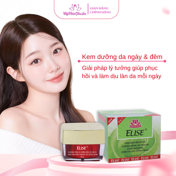 [ELISE XANH LÁ] Kem Dưỡng trắng, Ngừa mụn, Ngừa lão hóa da