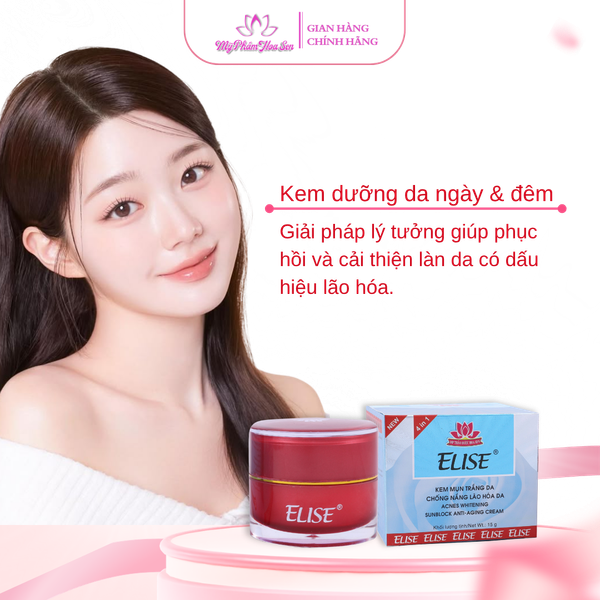 [ELISE XANH DƯƠNG] Kem Dưỡng trắng, Ngừa mụn, Ngừa lão hóa da