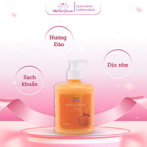 [WLEZA] Nước rửa tay Diệt khuẩn, Khử mùi, Giữ ẩm tay - Đào