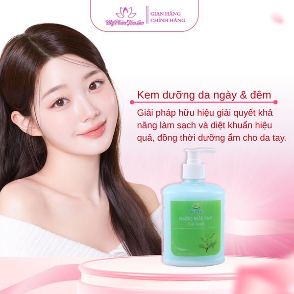 [WLEZA] Nước rửa tay Diệt khuẩn, Khử mùi, Giữ ẩm tay - Trà Xanh