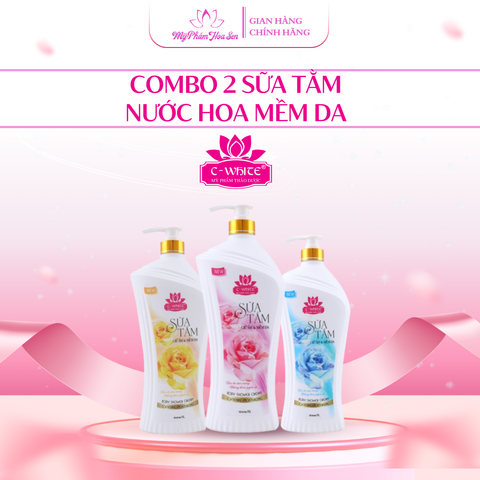 Combo 2 sữa tắm Hương hoa, Làm sạch sâu, Giúp da mềm mịn C-White