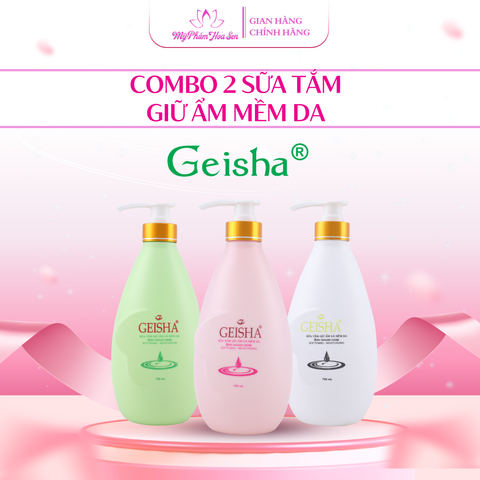 Combo 2 sữa tắm dịu nhẹ, lành tính, Giúp làm sạch da an toàn Geisha