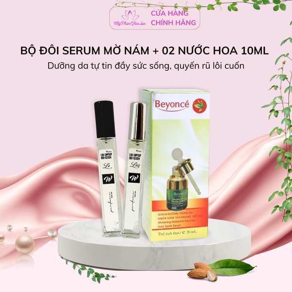 [SET QUÀ TẶNG] Bộ đôi Serum dưỡng ẩm mờ nám Beyoncé + 02 nước hoa 10ml Wleza