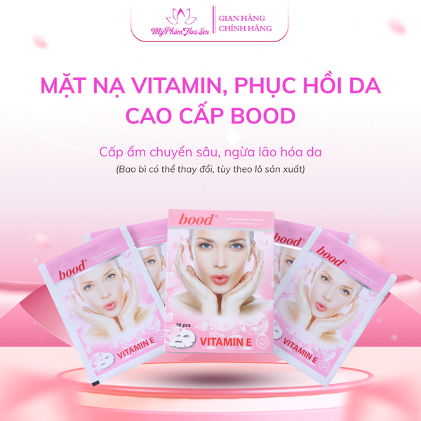 [BOOD] Mặt nạ Vitamin E Dưỡng trắng, Cấp ẩm, Ngừa lão hóa da - 10 miếng