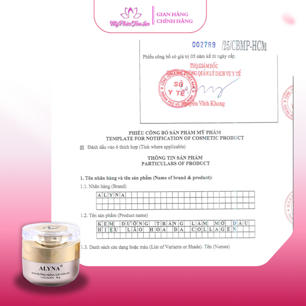 Bộ kem dưỡng hỗ trợ giảm dấu hiệu lão hóa Vip Alyna chuyên sâu