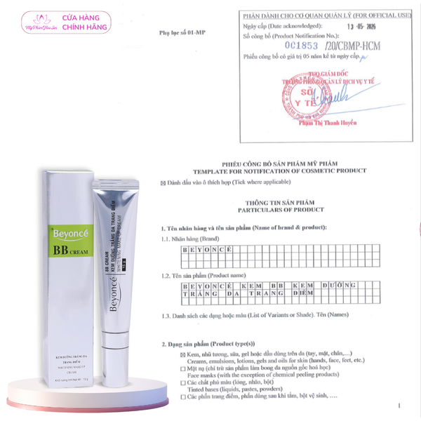 BB Cream Dưỡng ẩm, Kem lót Makeup, Hỗ trợ nâng tông da Beyoncé