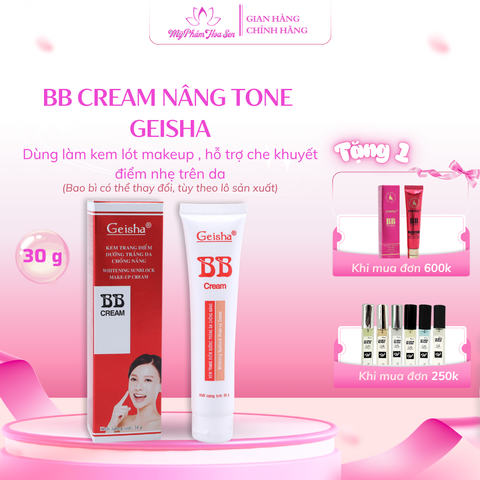 [GEISHA] BB Cream Chuyên dụng Makeup, Cấp ẩm, Nâng tông tự nhiên